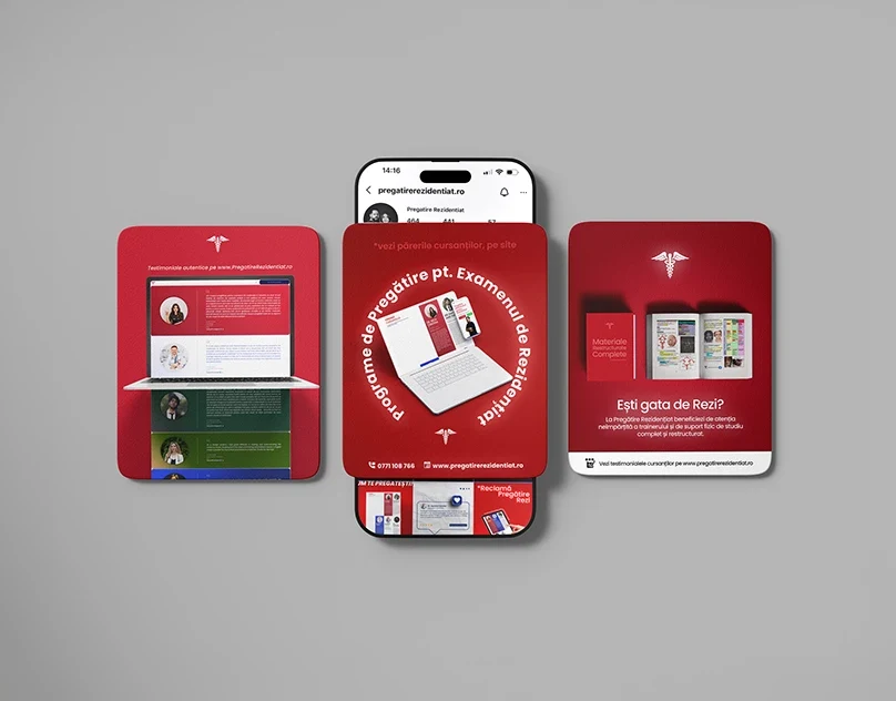 Materiale de social media pentru Pregătire Rezidențiat, realizate de Wingman